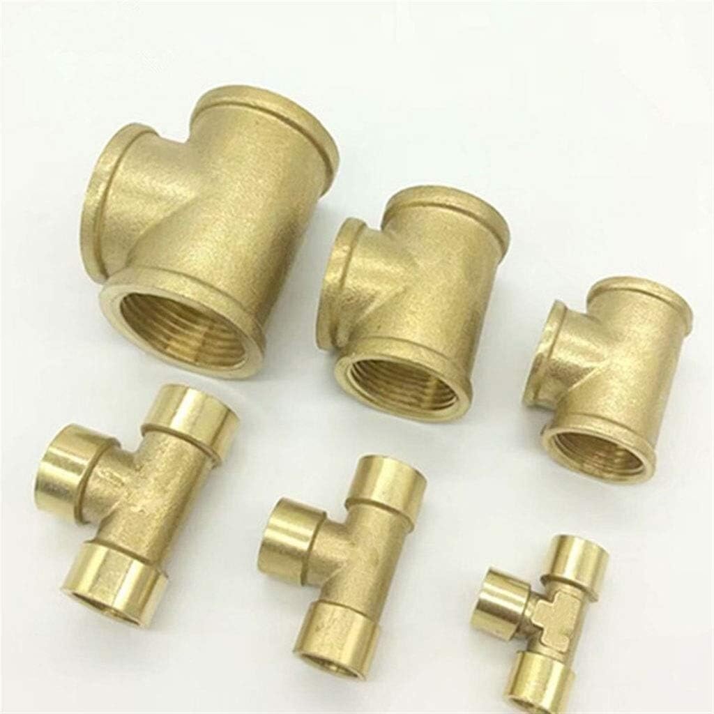 Accesorio de tubería, 1 Pieza de latón for tubería de fontanería, Conector Adaptador en T de 3 vías con Rosca Hembra BSP de 1/8", 1/4", 3/8", 1/2", 3/4" y 1".(1 Inch)