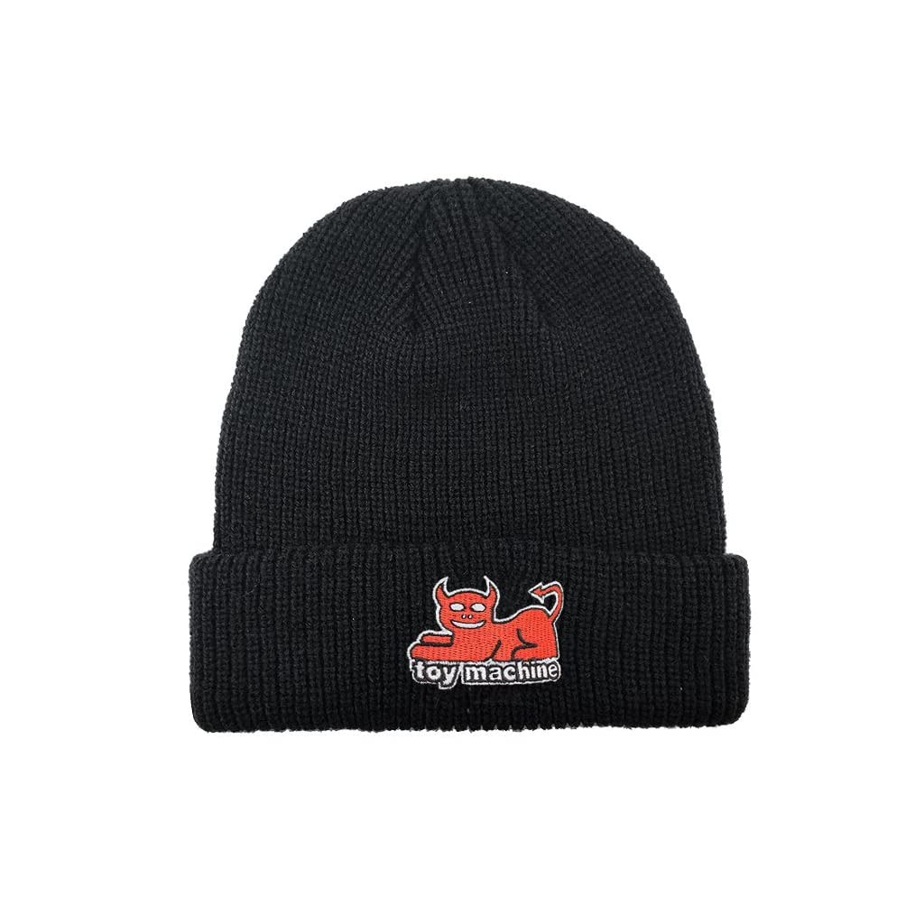Toy MachineSkateboard Devil Cat Fold Beanie Black