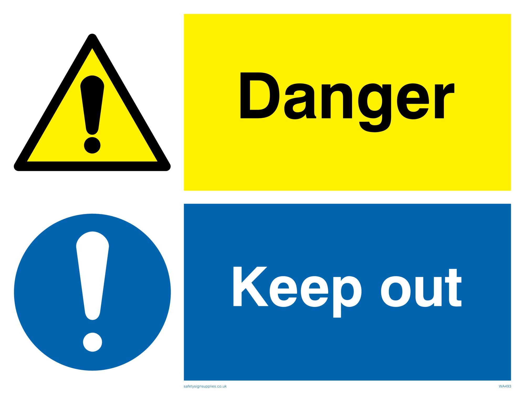 Viking Signs WA493-A3L-3M "Danger Keep Out" Sign, 3 mm Rigid Plastic, 300 mm H x 400 mm W