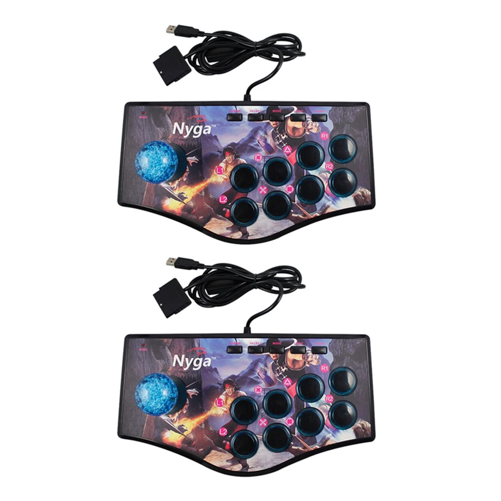 2X Retro Arcade Game Rocker Controller Joystick USB dla Ps2 / / Pc/Android Smart TV Wbudowany Wibrator OśMiokierunkowy Joystick (A)