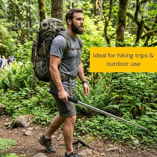 Image of Avalanche Foldable Stainless Steel Utility Stick | Portable Telescopic Metal Rod | Compact Travel Safety Tool | Easy Carry Outdoor Emergency Support Stick
