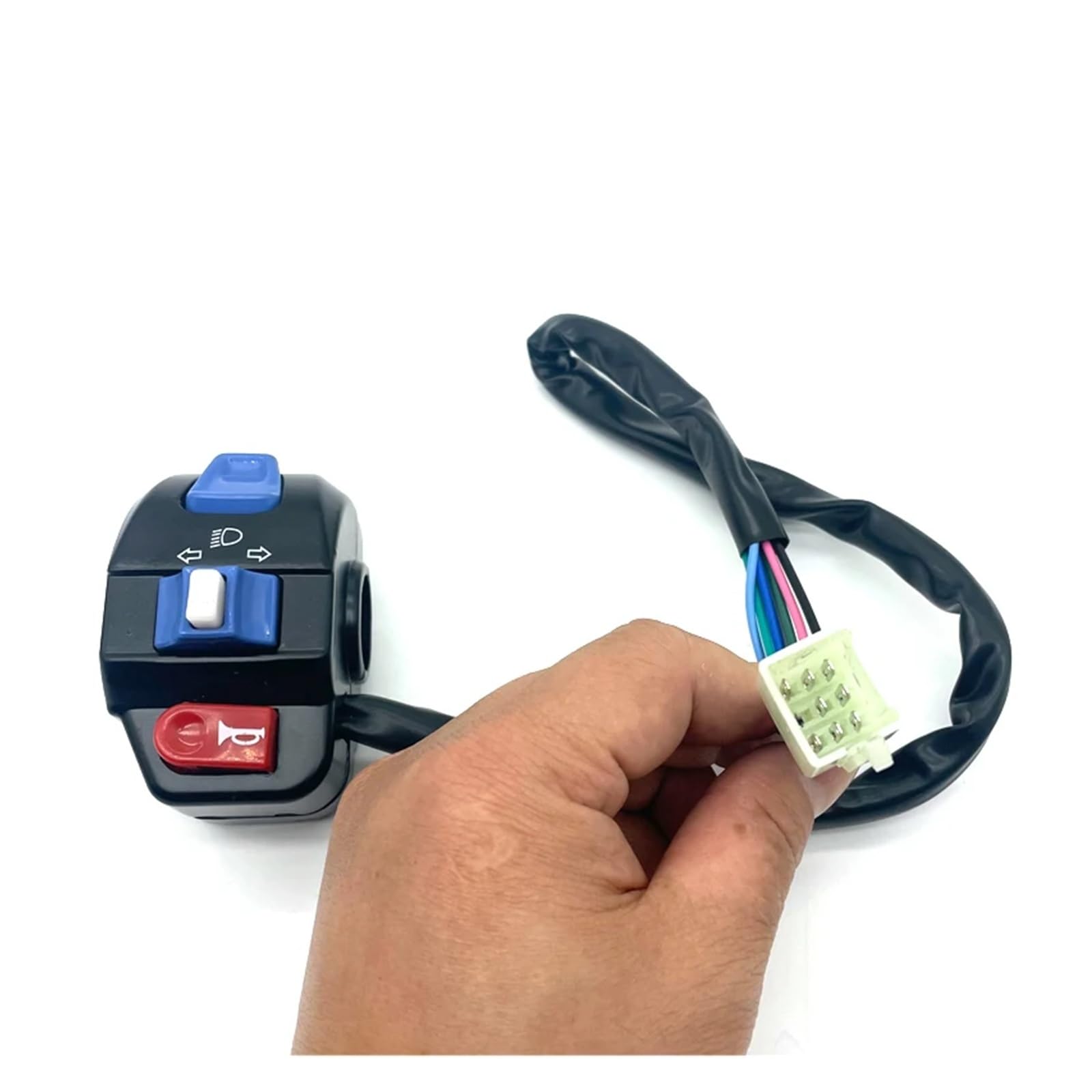 1 para sterowników kierownicy (lewy i prawy) z klaksonem, kierunkowskazami i 12 V do skuterów i rowerów elektrycznych Gy6 50 DC 125 DC 150 DC (Sky Blue)