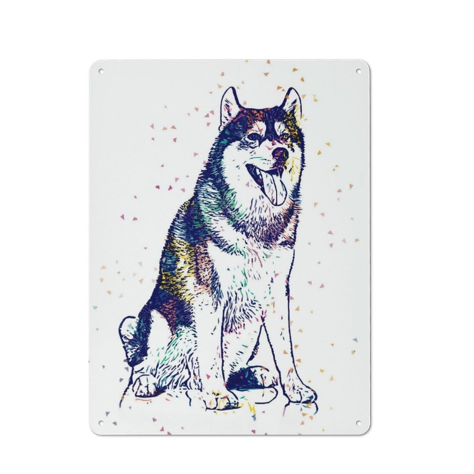 Junmoney Siberian Husky Dog Rustic Tin Sign 40X30cm Featuring For Garage Wall, For Vintage Wall Decor Fans, For Home Office And Studio Walls