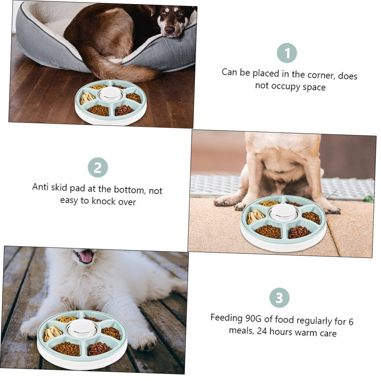 Comedero Automático para Mascotas Temporizador, Diseño Desmontable y Fácil de Limpiar, Material Abs, Adecuado para Perros y Gatos, se Puede Colocar Esquina