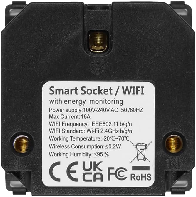 వెనుకకు view of the BSEED WiFi Smart EU Socket with technical specifications label