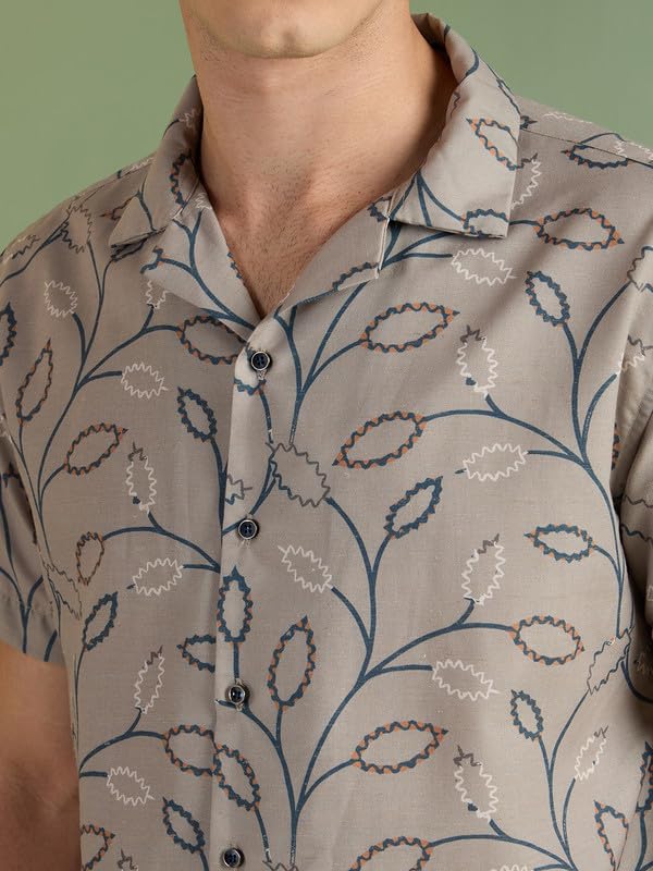 Image of MARK & ALBERT Mens Half Sleeves Printed Shirt