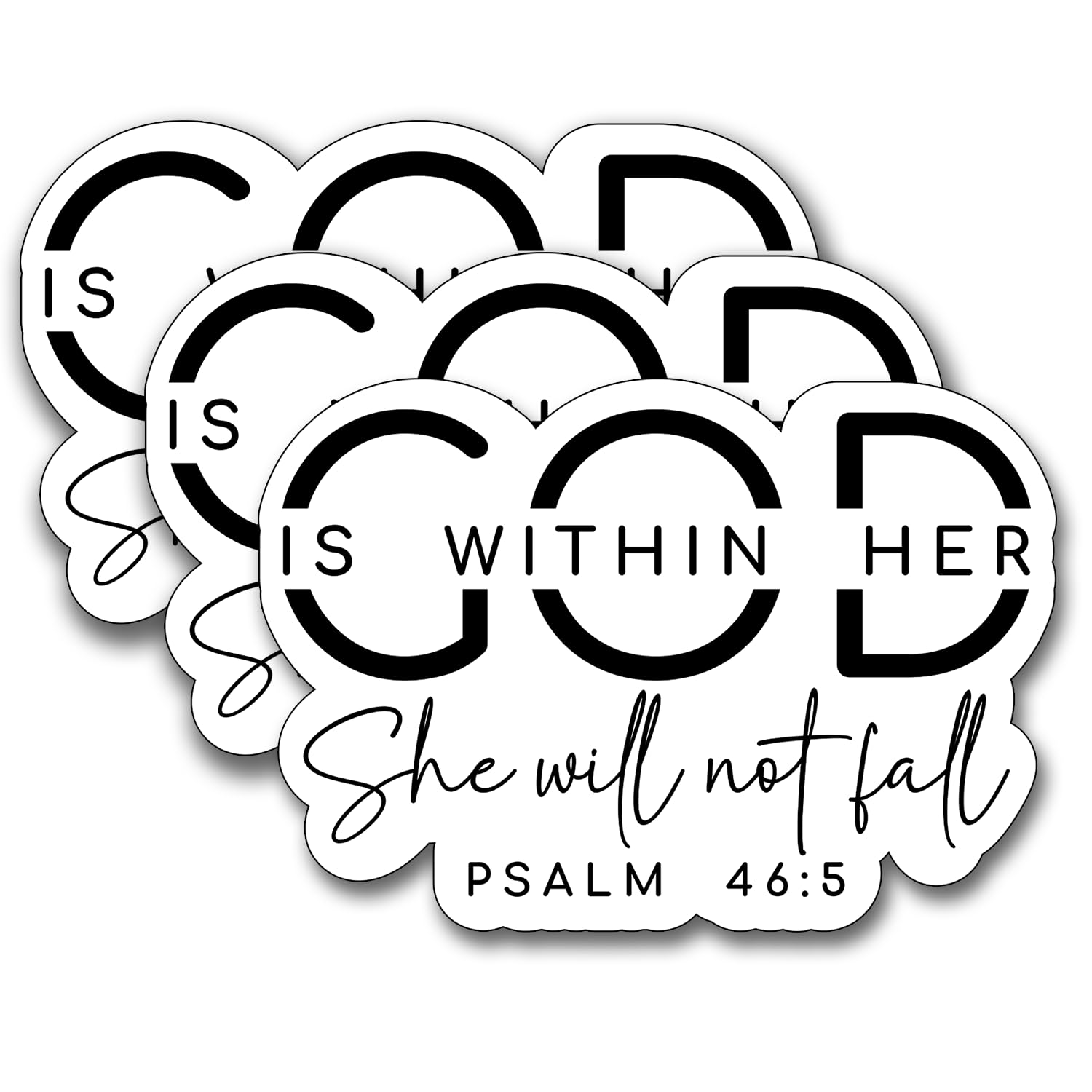 (3Pcs) God is Within Her She Will Not Fall Sticker, Christian Gifts Decorate Books Laptop Phone, Water Bottles Kindles Stickers, Tumbler Sticker