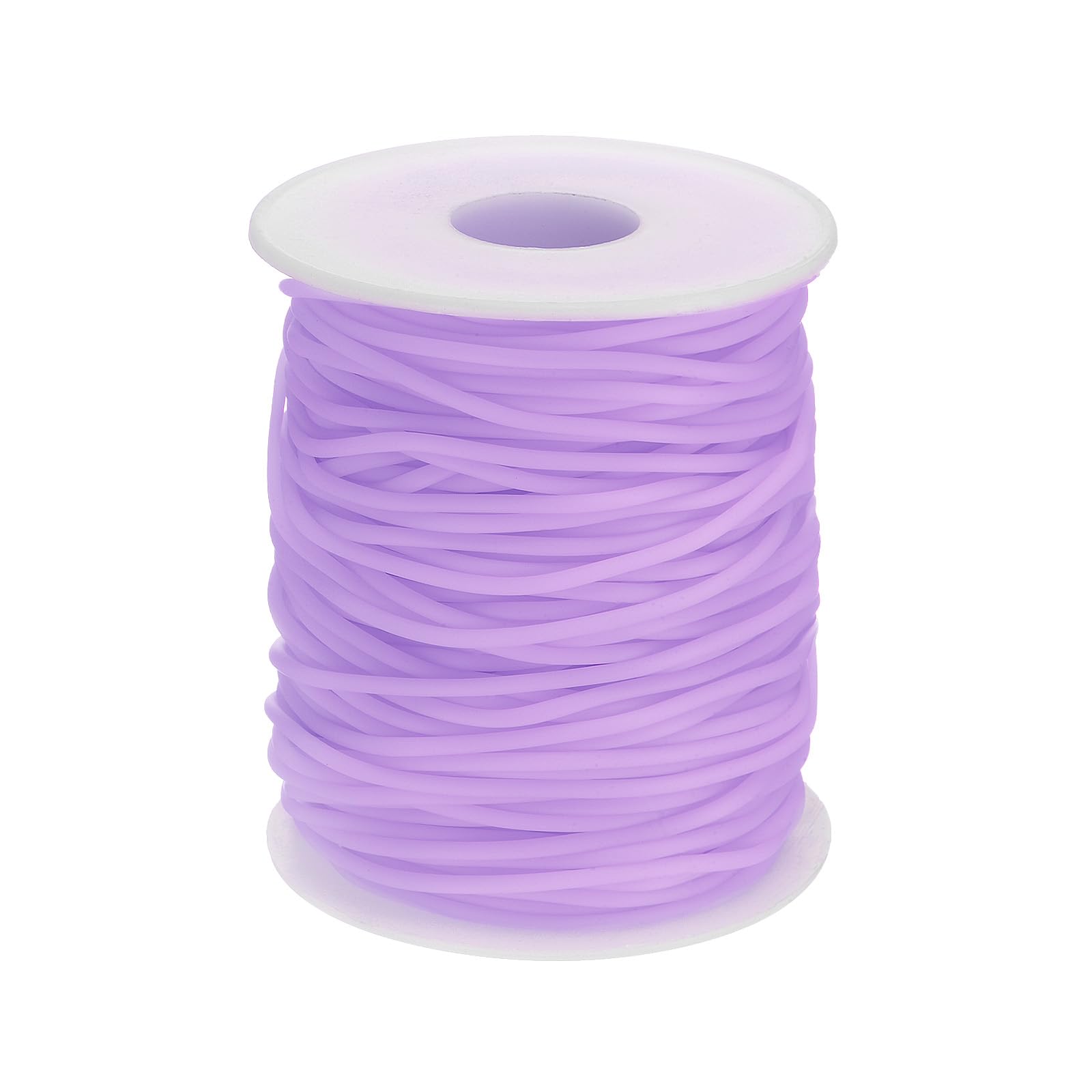 HARFINGTON Hollow Pipe Rubber Cords 54.6 Yards Length 2mm Hollow Tube Silicone Tubing with 1mm Hole for DIY Jewelry Making Necklaces Bracelet, Light