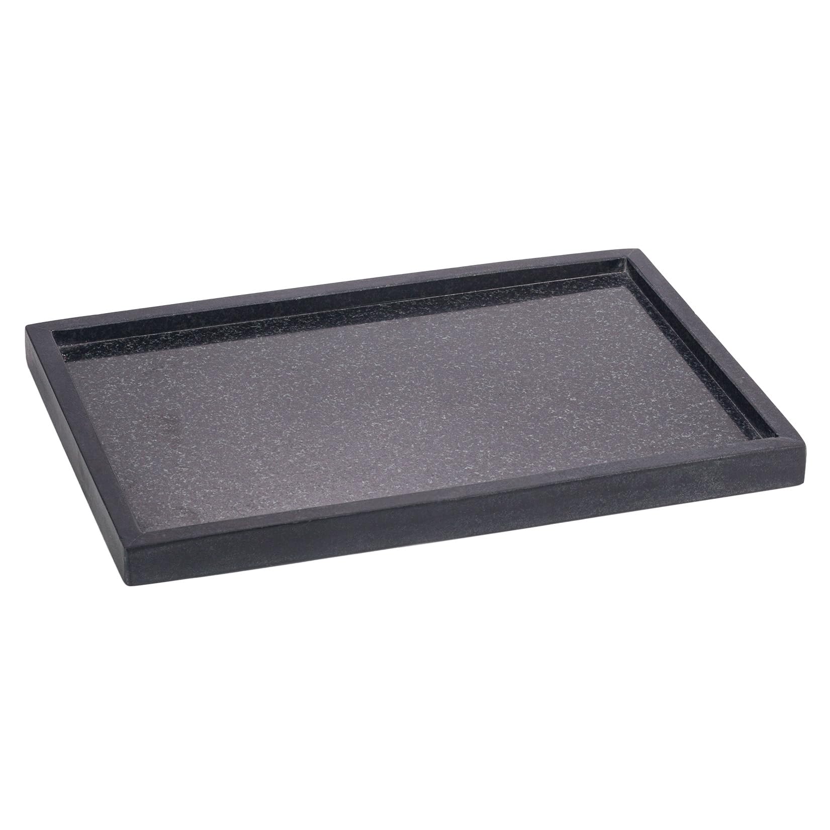 Ehc Black Natural Marble Bathroom Vanity Tray - Rectangular, 31 X 20 X 2 Cm - Countertop Sink Storage Organiser For Cosmetic, Perfume, Home Decor