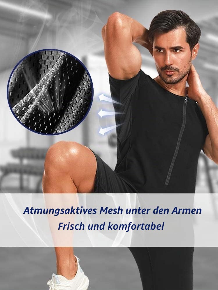 Sauna Anzüge für Männer Sauna Sweat Shirt Heat Trapping Weste Full Body Shaper Workout Top mit Shorts Übung Fitness Heat Trapping Sweat Taille Trainer