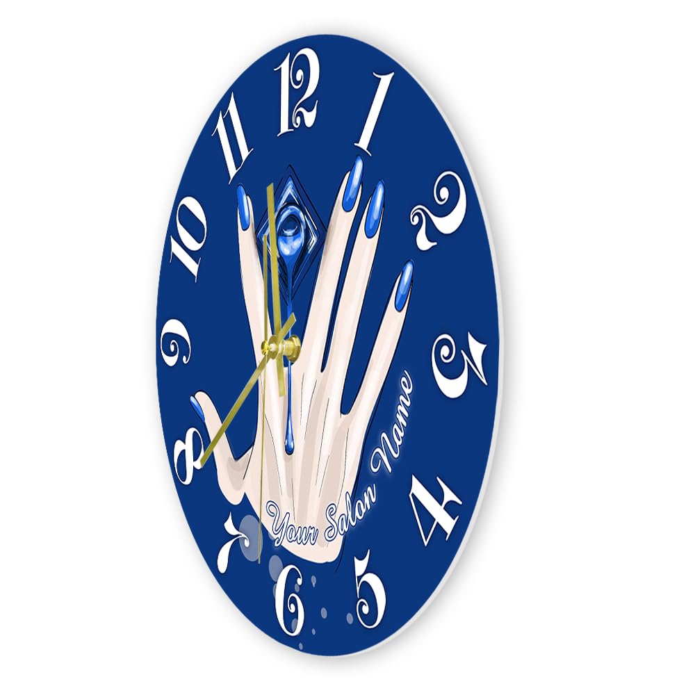 Orologio da parete da 38,1 cm per salone di bellezza, con nome personalizzato, orologio da parete silenzioso, senza ticchettio, funzionamento a batteria, facile da leggere, per camera delle