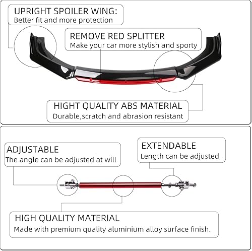 Miniatura 3 de DREAMIZER Kit universal de cuerpo difusor de alerón para parachoques delantero con varilla divisora compatible con Toyota Honda Accord Civic Nissan