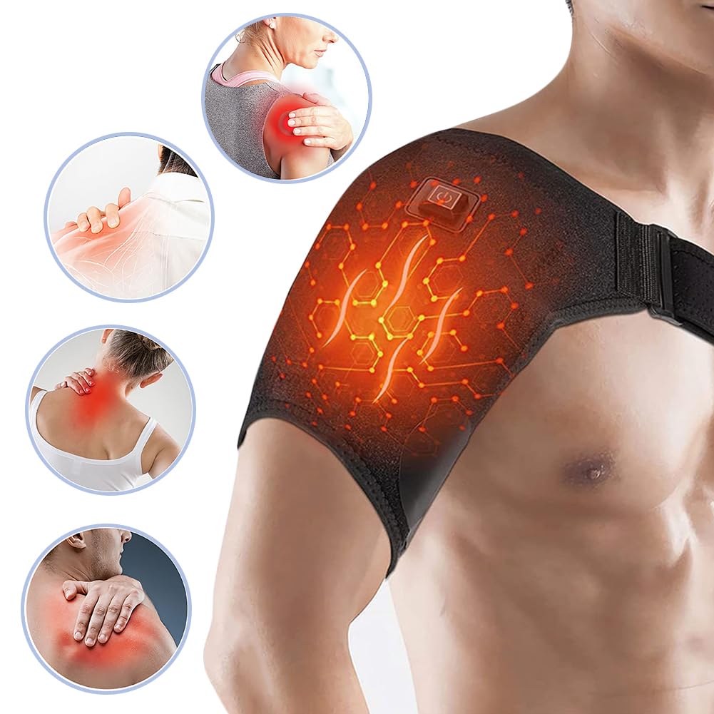 Homme Femme Épaulière Chauffante Épaule Coussin Chauffant Support d'épaule Thermique Soutien d'Épaule Électrique Bandage de Soutien Épaule à Bandage pour Épaule Tendinite Physiothérapie