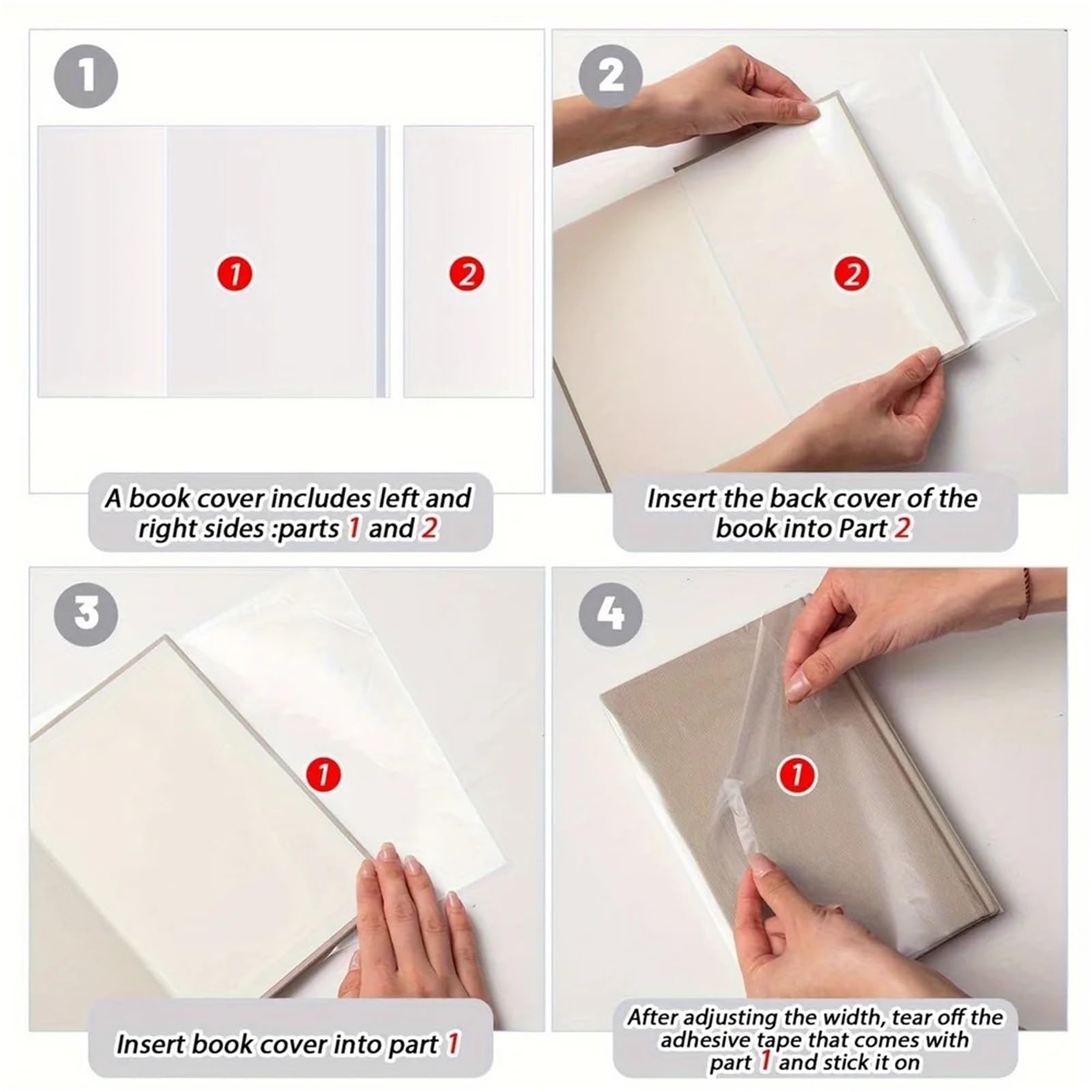10er-Packung Buchumschläge, transparent, ultradünn, kratzfest, passend for A4-Formate, for Lehrbücher/Notizbücher – Schulbedarf/Zuhause/Büro Für Bücher Hefte(Mixed-30PCS)