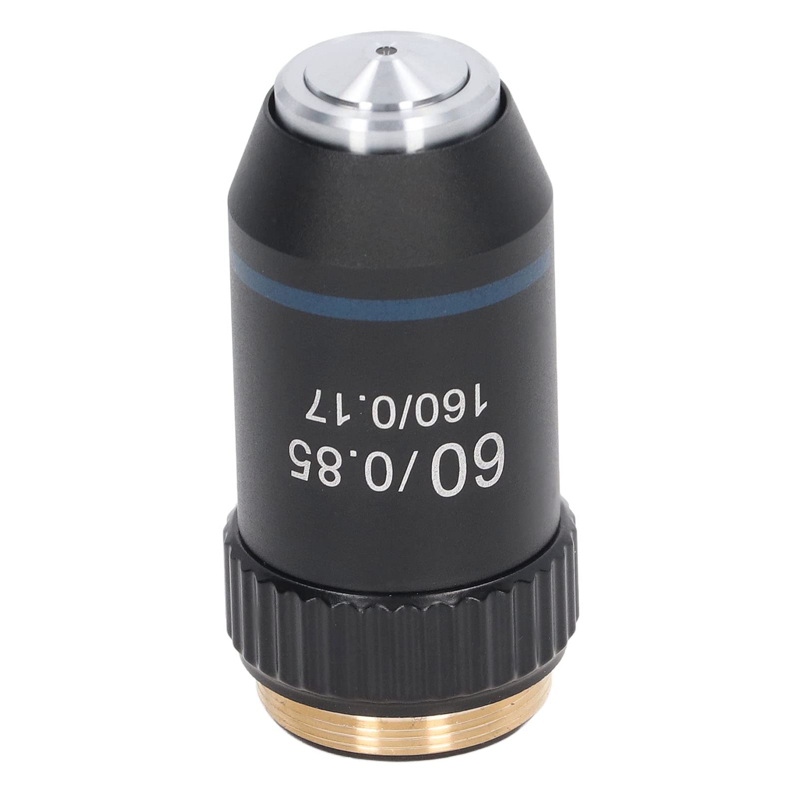 Microscopio Acromático, Objetivo Acromático, Lente de Microscopio de Alta Potencia 60X de Rebote Automático de Transmisión de Luz Alta de Latón para Biología, Boroscopios