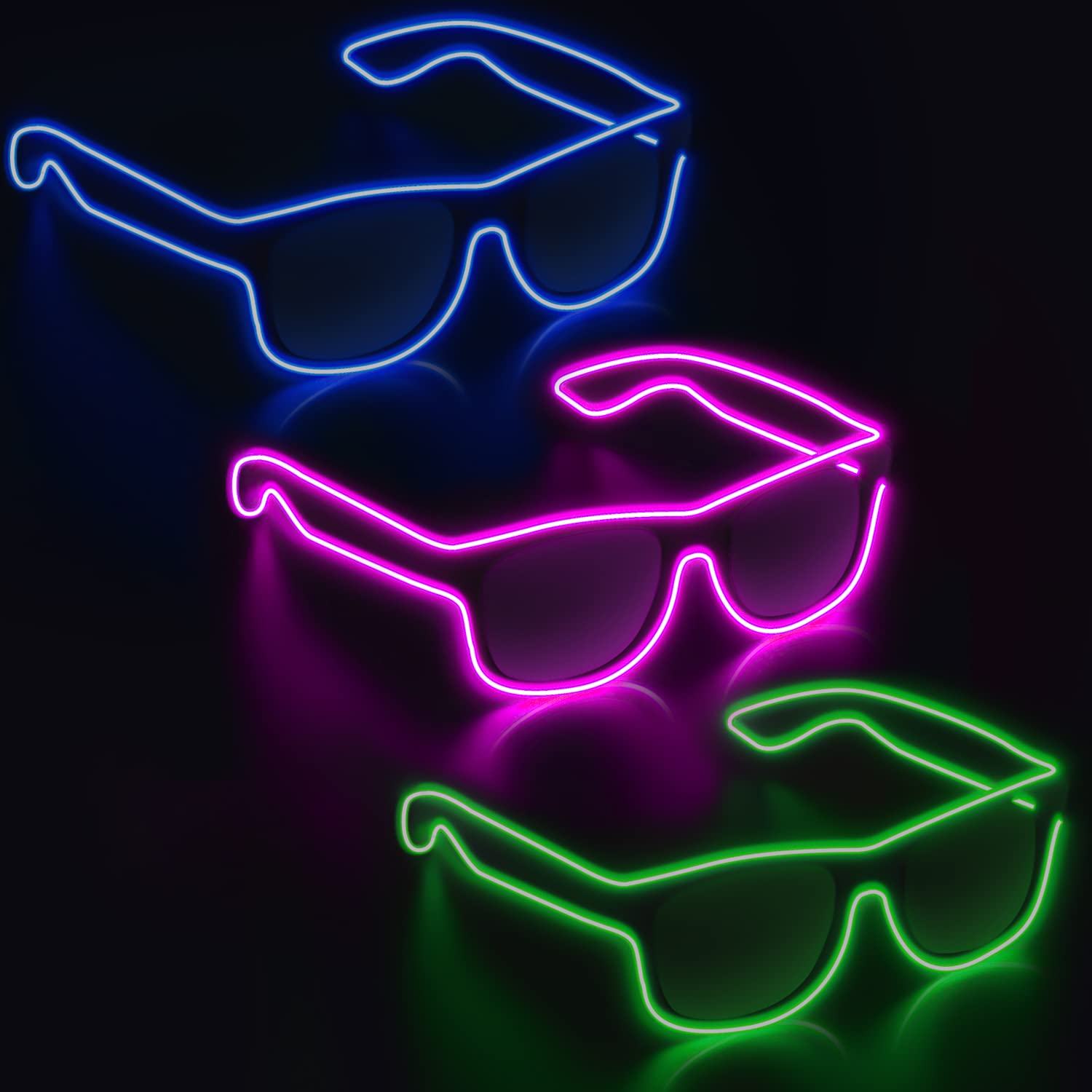 YouRfocus Wireless Led Light up Glasses Glow in The Dark Neon Glasses for Rave Party, EDM