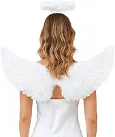 Kit Fantasia Asa De Anjo E Tiara Com Led Carnaval Festa Halloween Adulto