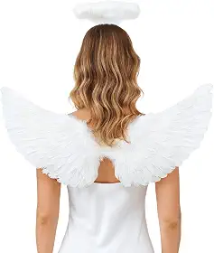 Kit Fantasia Asa De Anjo E Tiara Com Led Carnaval Festa Halloween Adulto