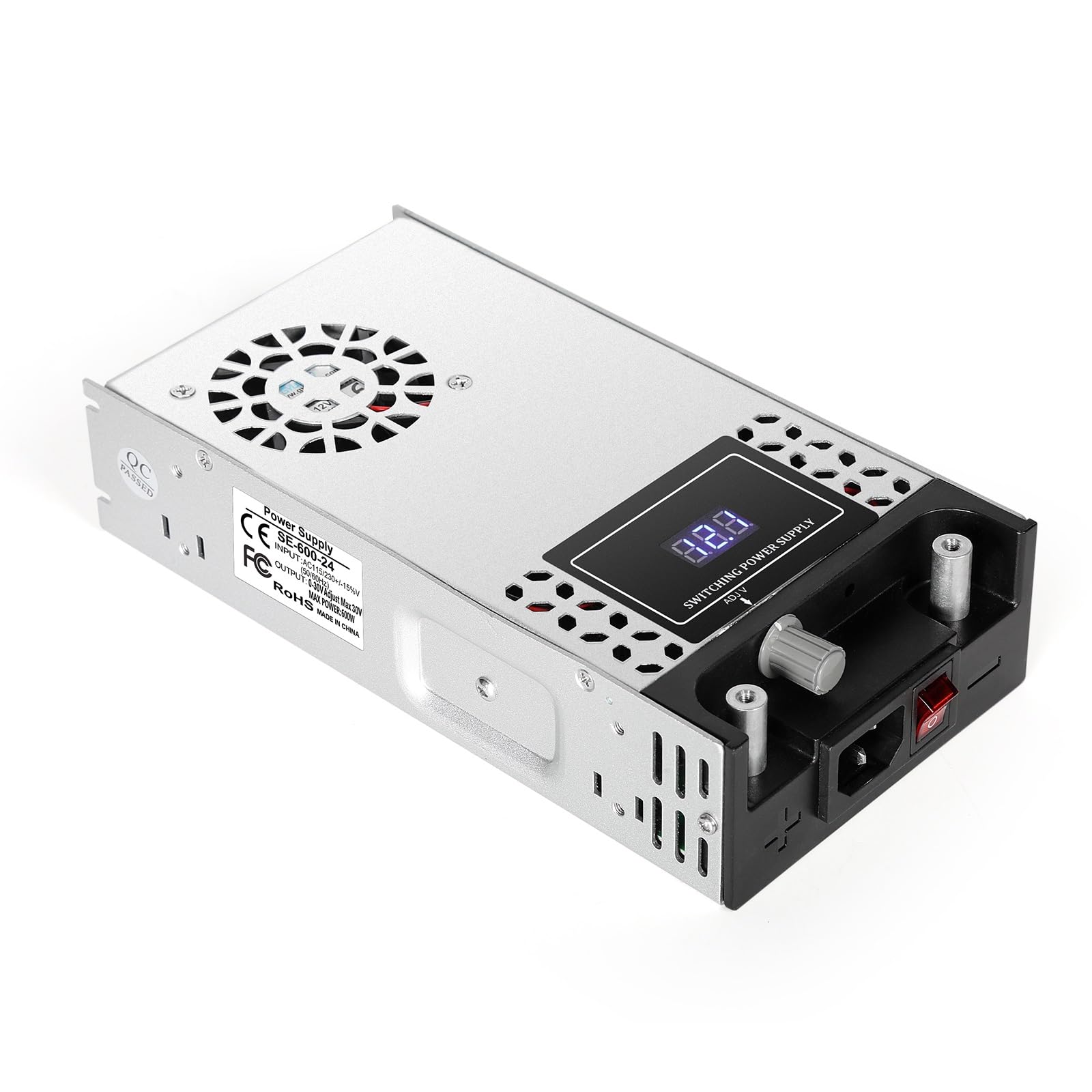 DEWIN DC 24V Netzteil, Einstellbares Netzteil 0-30V 25A 600W Universalgeregeltes Schaltnetzteil AC 230V zu DC 24V Transformator Konverter für LED-Streifen Licht, CCTV, 3D Drucker