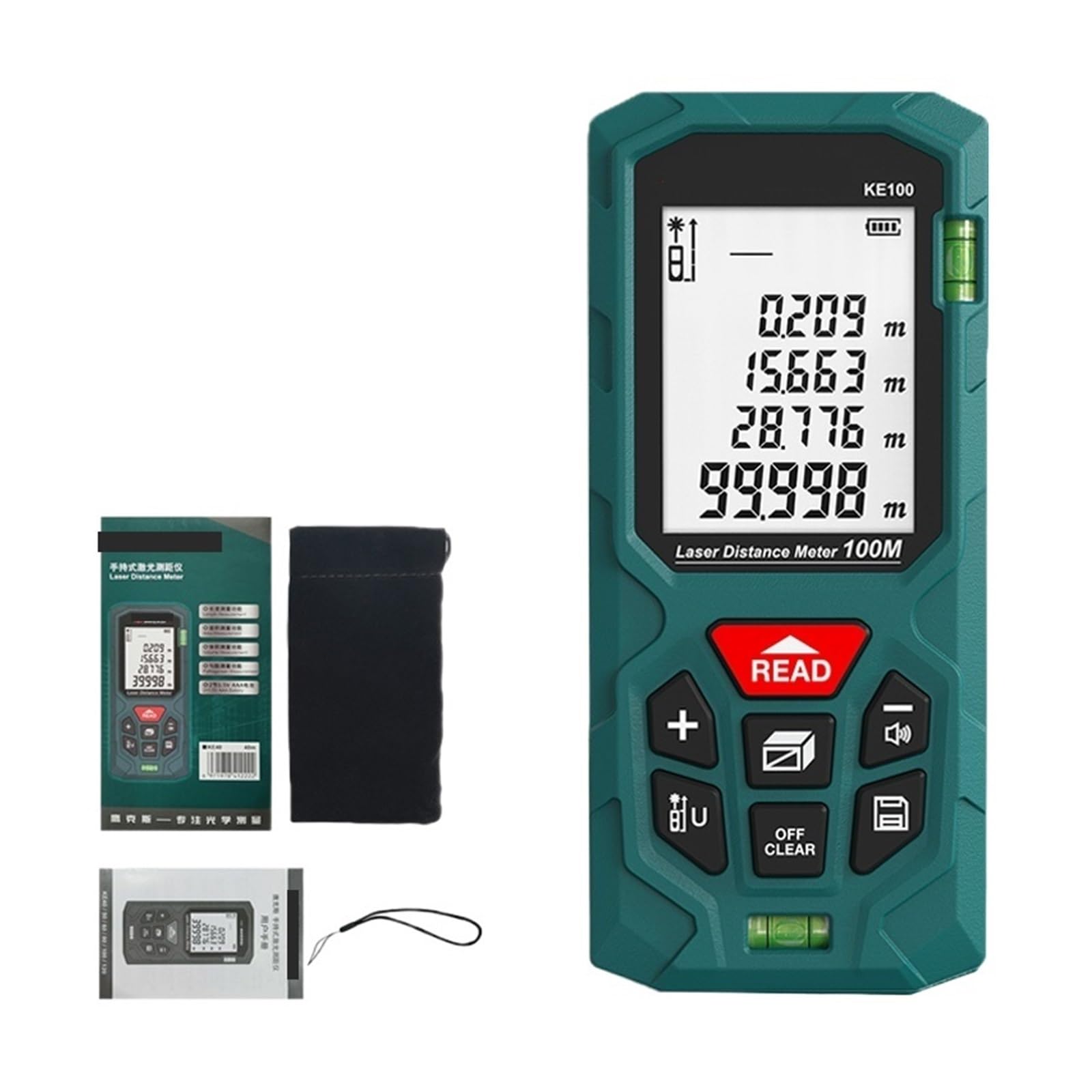 Misuratore di superficie terrestre, Telemetro Misuratore Di Nastro Digitale Misuratore Di Distanza 40/60/80/100/120 M Telemetro Accurato For Roulette Misura distanza, area e volume(100M)