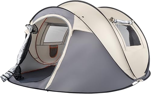 Tienda de campaña desplegable fácil para 4 personas, instalación automática impermeable, 2 puertas, tienda de campaña familiar instantánea con