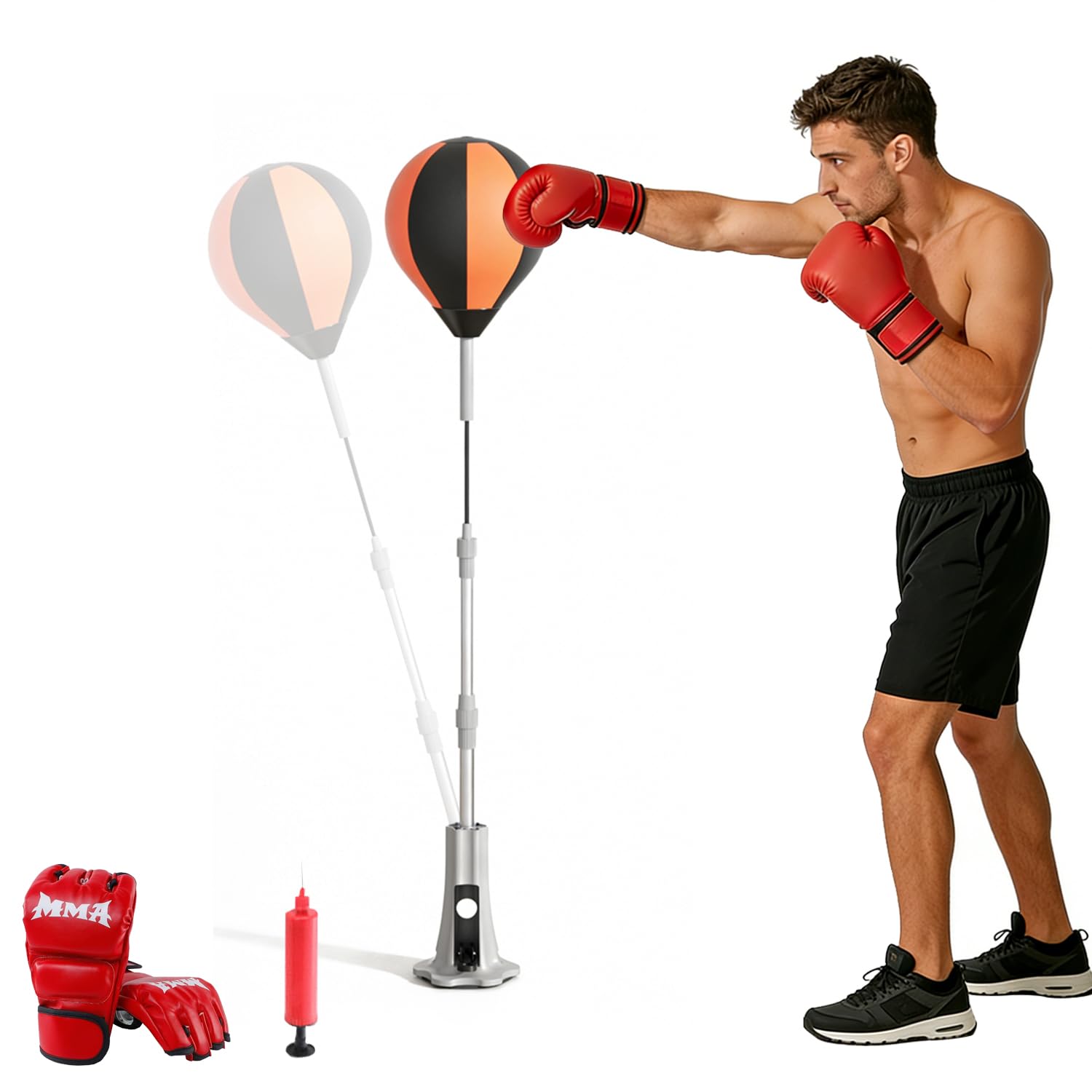 Photo 1 of Punching Bag with Stand, Fast Bounceback Reflex Boxing Bag for Adults & Teens, Height Adjustable Speed Bag for Training, Boxing Equipment, One-Touch Suction Attachment