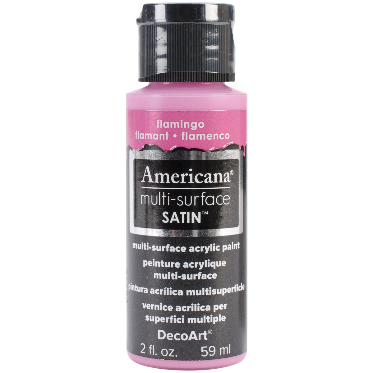 Americana Multi-Surface Satin Acrylic Paint 2oz-Flamingo by DecoArt