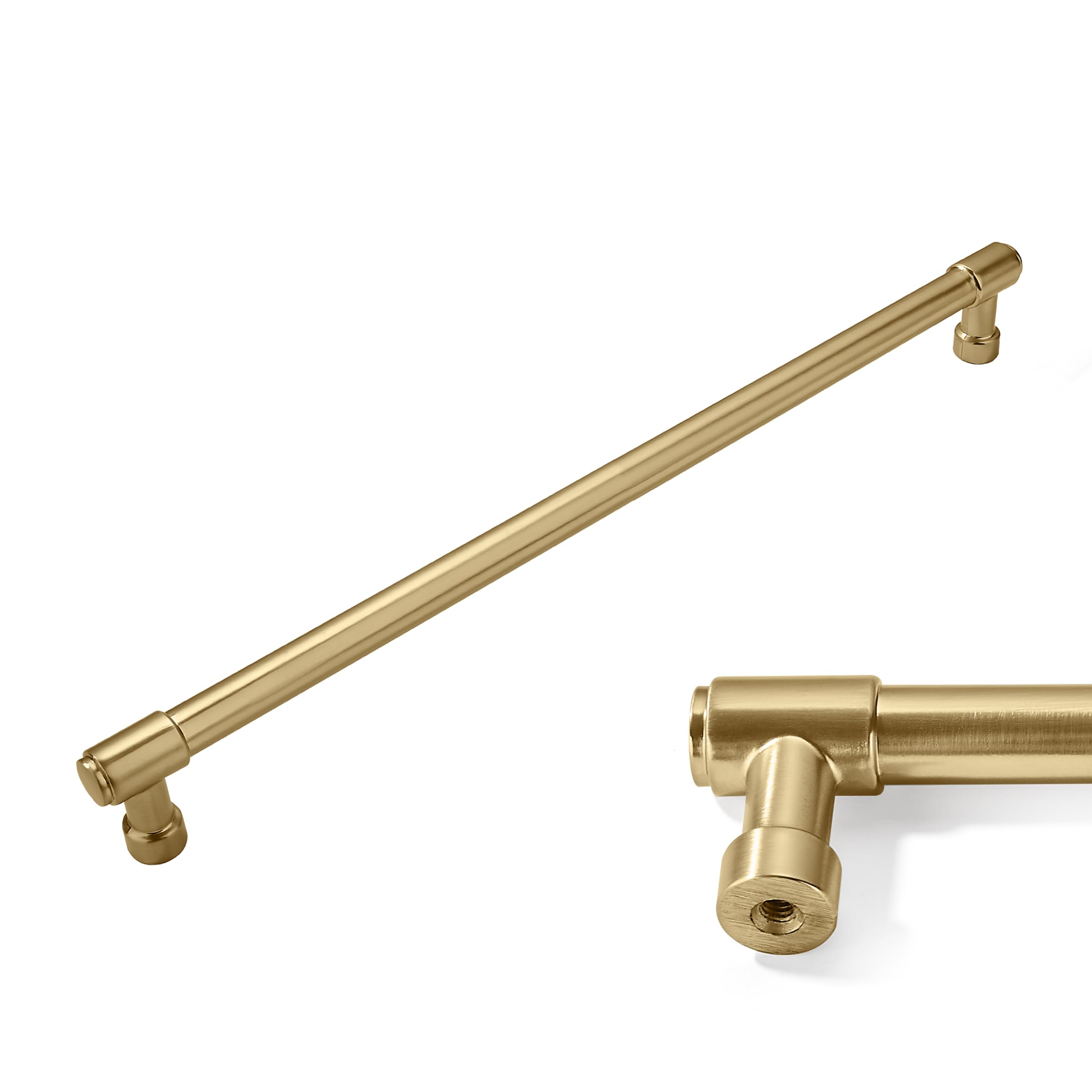Khtumeware 6 Pack Brushed Brass Cabinet Pulls - 10 Inch (256mm) Center to Center Heavy Duty Handles for Cabinets and Dressers - Gold Pulls — image 1