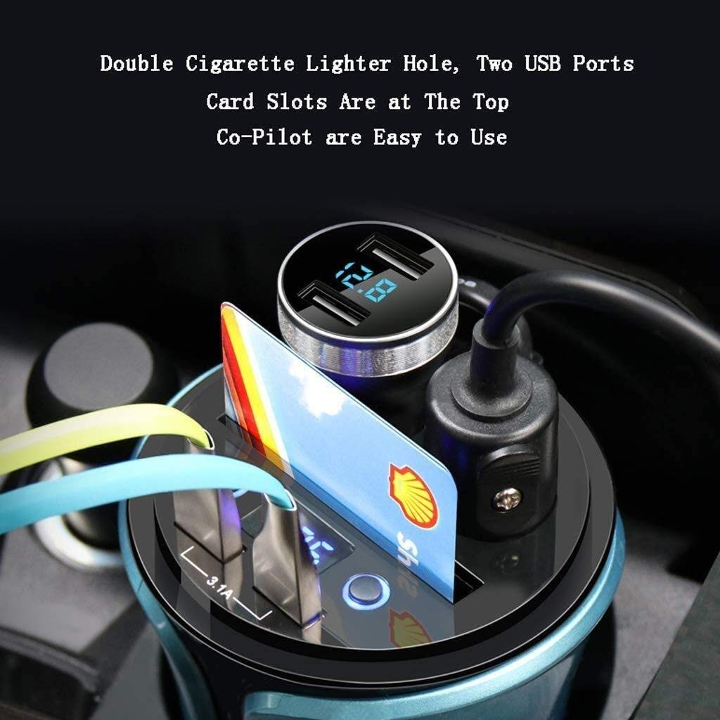 Cargador de automóviles, Cigarrillos de 2 zócalos Splitter Dual Dual USB Puertos con voltímetro LED GPS Compatible/Dash CAM/Teléfono