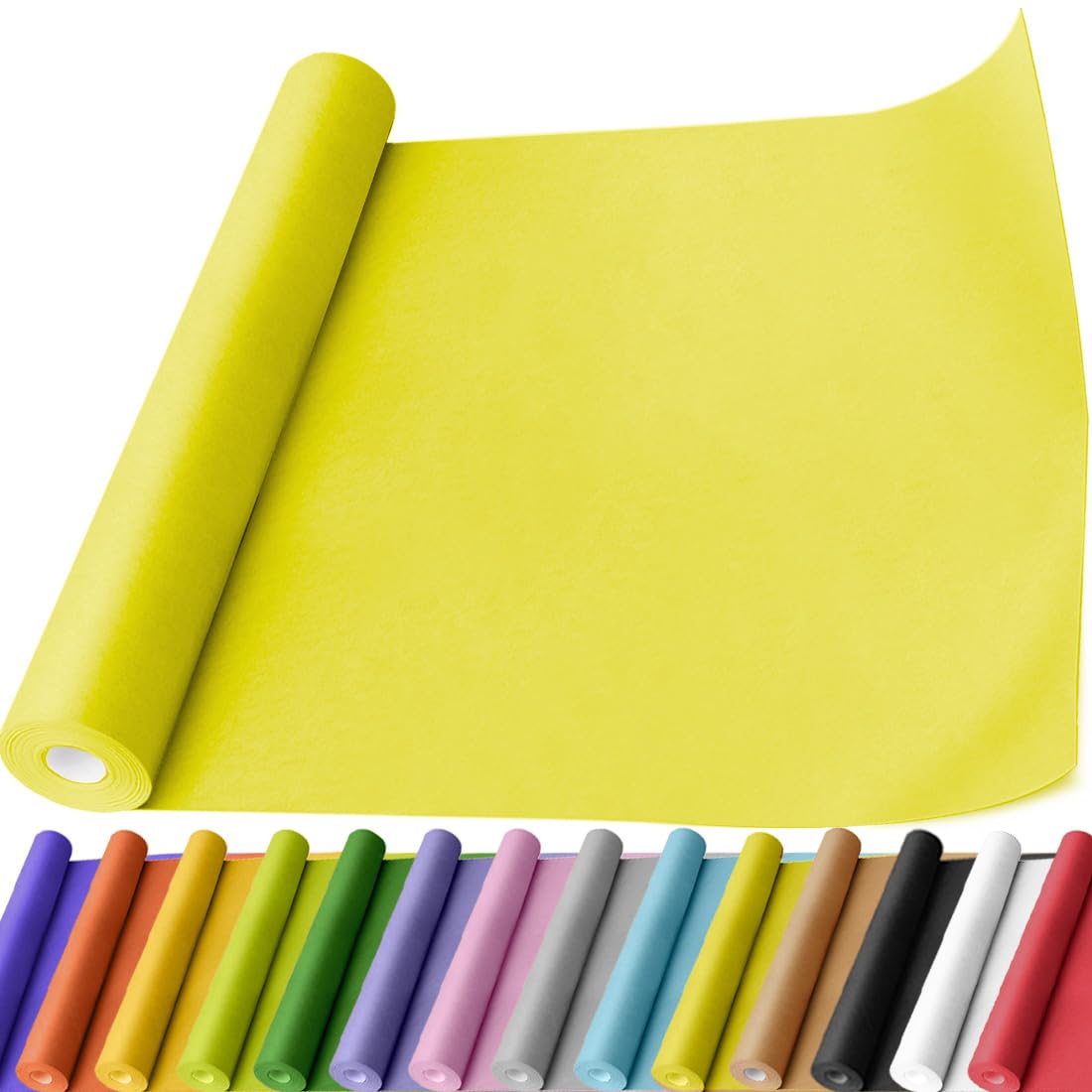 PerkHomy Lemon Yellow Kraft Paper Roll 17.5" x 760" (63') for Gift Wrapping Bouquet Flower Art Painting Craft Writing Packaging Shipping 80GSM 55LB (Lemon Yellow, 17.5" x 63')
