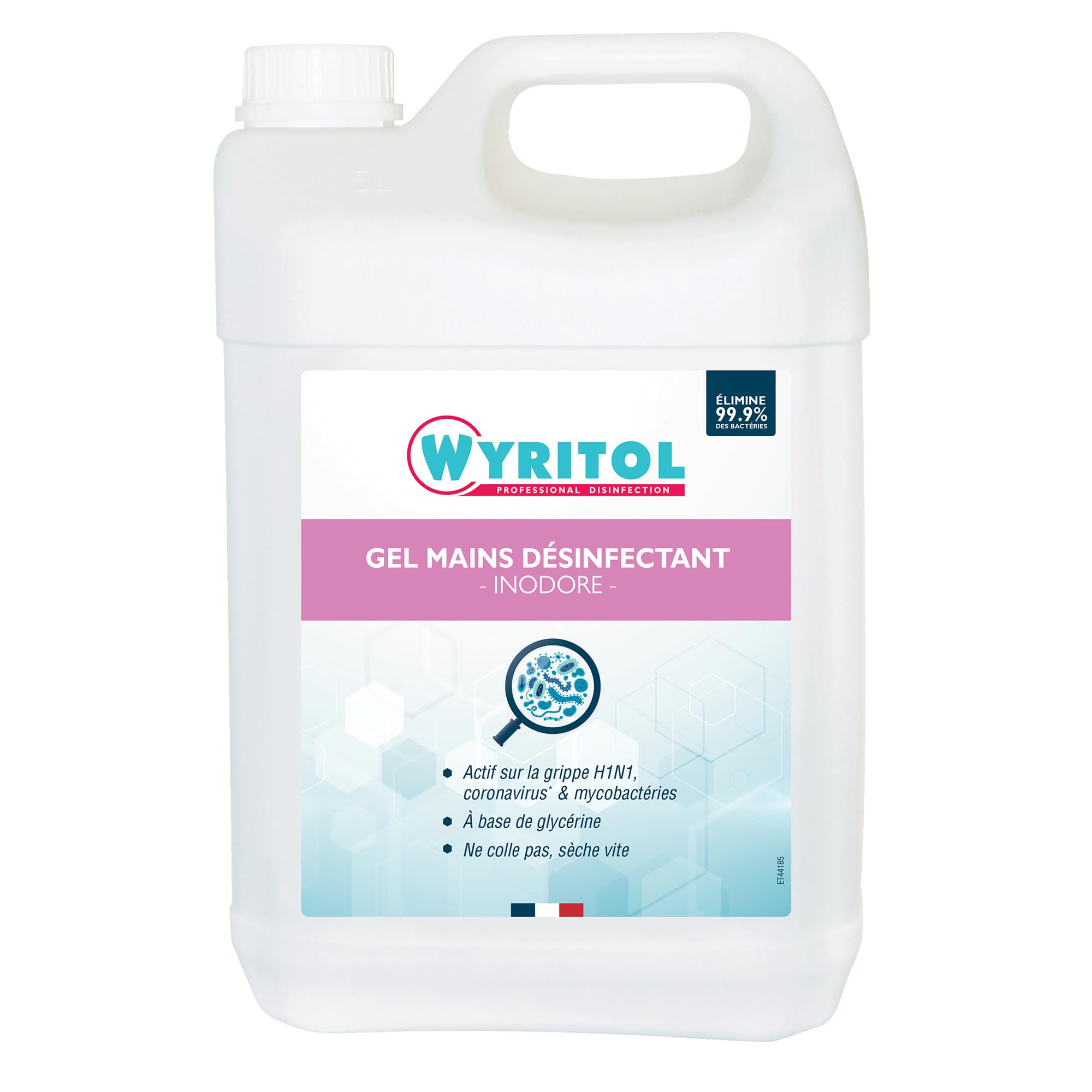 Wyritol - Gel Hydro-​Alcoolique – Sans Colorant ni Parfum – Formule Naturelle à Base de Glycerine – Tous Types de Peaux – 5 Litres