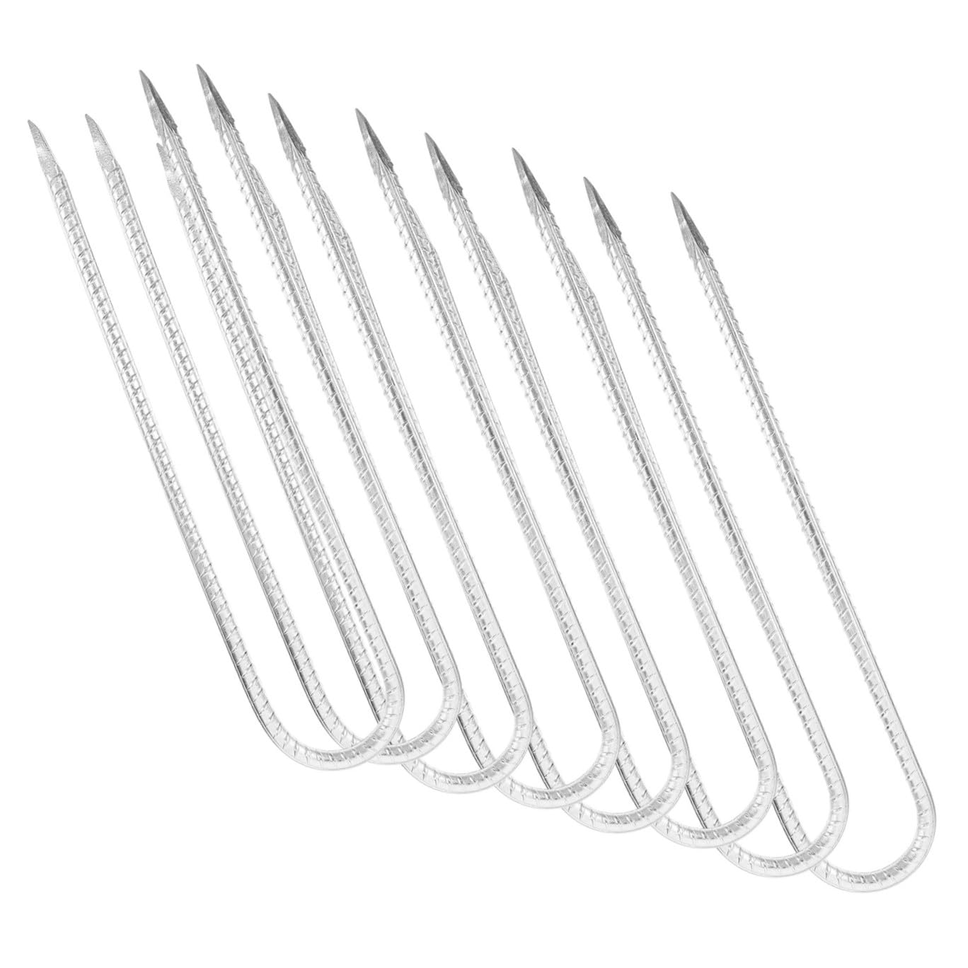 Piquets de Jardinage en U Acier Argenté, Lot de 8 pour Tente et Toile