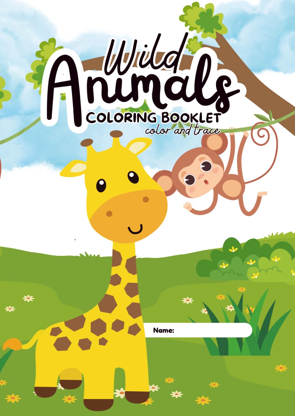 Wild Animals Coloring Book for Kids: Fun Wildlife Coloring Pages – Learn and Color Animal Names