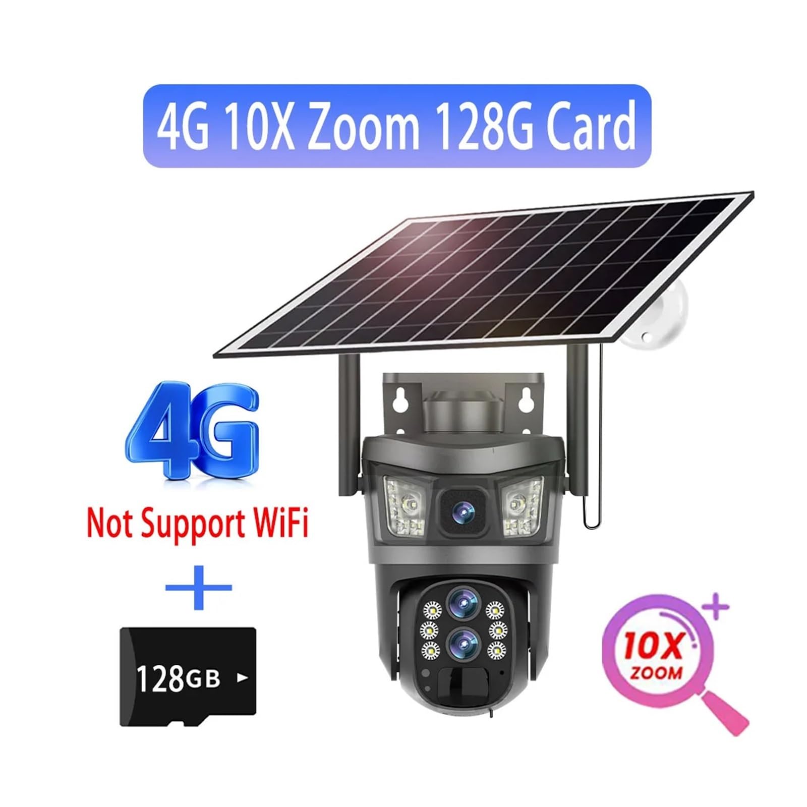 Caméra Solaire à Triple Objectif 12MP 4G