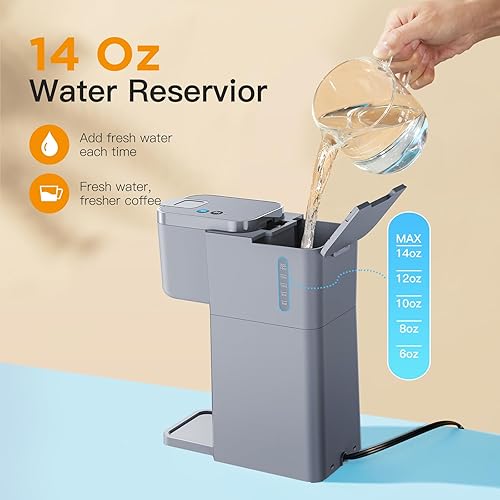 Miniatura 7 de Mini cafetera para café caliente y helado de una sola porción, para K-Cup y café molido, tamaños de preparación de 6 a 14 onzas, con libro de