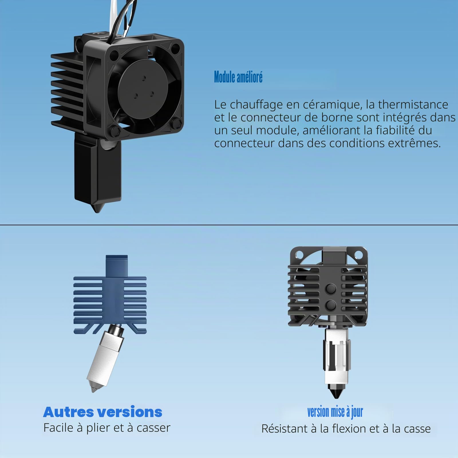 BURMONG P1S P1P Hotend Kit complet 0,2/0,4/0,6 mm, Buse en acier trempé Hotend Kit complet pour Bambu Lab P1P/P1S, Hot End assemblé avec ventilateur, Hotend Pièce détachée pour la série P1