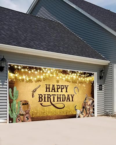 16X7ft Western Garage Door Banner, Rustic Garage Door Cover Brown Wooden Garage 