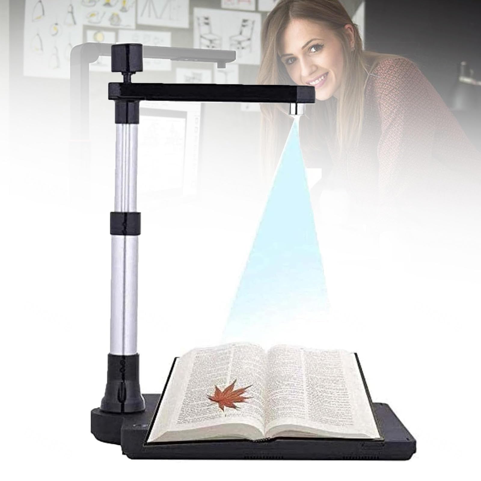 Escáner de documentos y libros, cámara de documentos USB de alta velocidad A3/A4 con 2 luces LED, tecnología OCR, lente dual de 10 MP y 2 MP para archivar, escuela y oficina