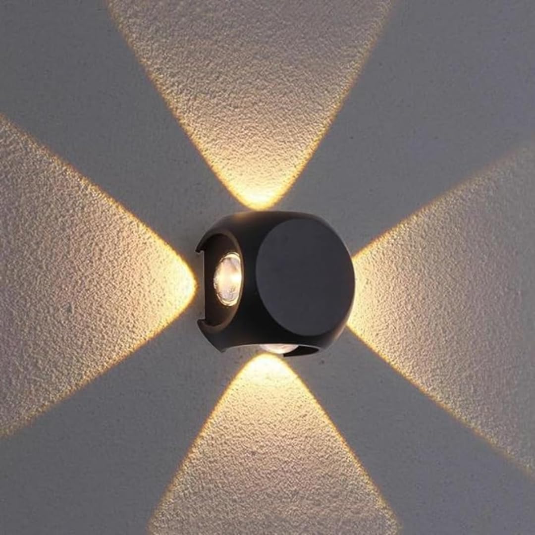 SPARC LIGHTS® 12 Watt LED Round Circular 4 * 3W Outdoor Exterior Wall Step Up Down Left Right (4 Way), Fixture Waterproof Black Finish Warm White (3000K) IP65-UPDN-WL-RD-16W (30 Days Warranty) (B07S3P6QPW) Amazon Price History, Amazon Price Tracker