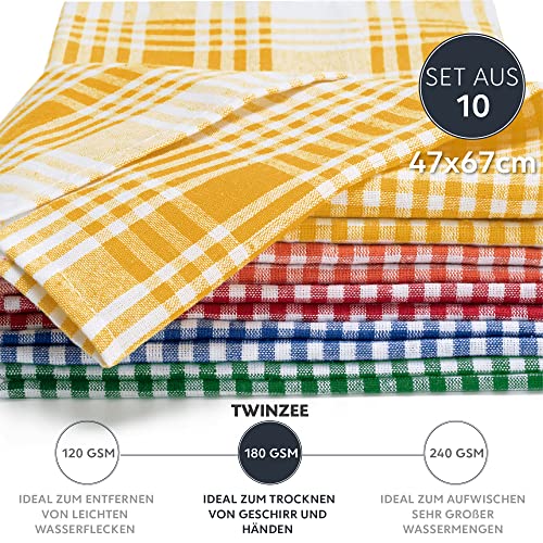 Foto von Twinzee - 10er Set Karierter Geschirrtücher 100% Baumwolle - 67x47 cm