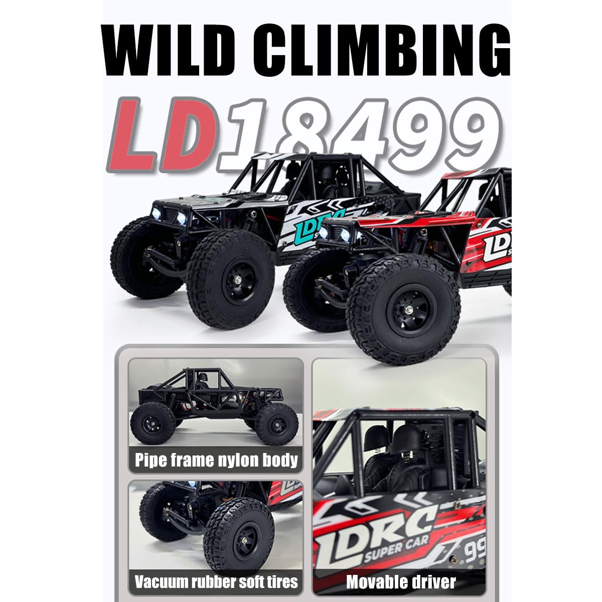 Samochód terenowy RC 1/18, 2,4 G, 3CH, rama rurowa RC, pojazd wspinaczkowy, model samochodu wspinaczkowego RC, 10 km/h, mini RC Crawler Car zabawka, prezent dla dorosłych -RTR