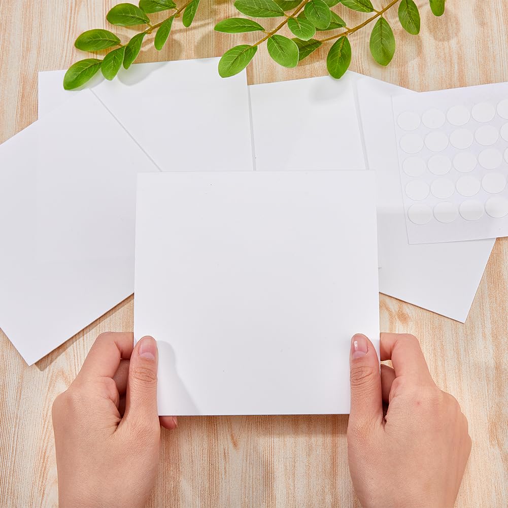 SUPERFINDINGS 10Pcs PP Plastic Wall Hole Cover Sheets with 100Pcs Plastic Stickers 15.2cm/5.98" PVC Material Dustproof Cover Plate Square Frosted Blank Plate for Wall Plasterboard Hole Covering - Image 3