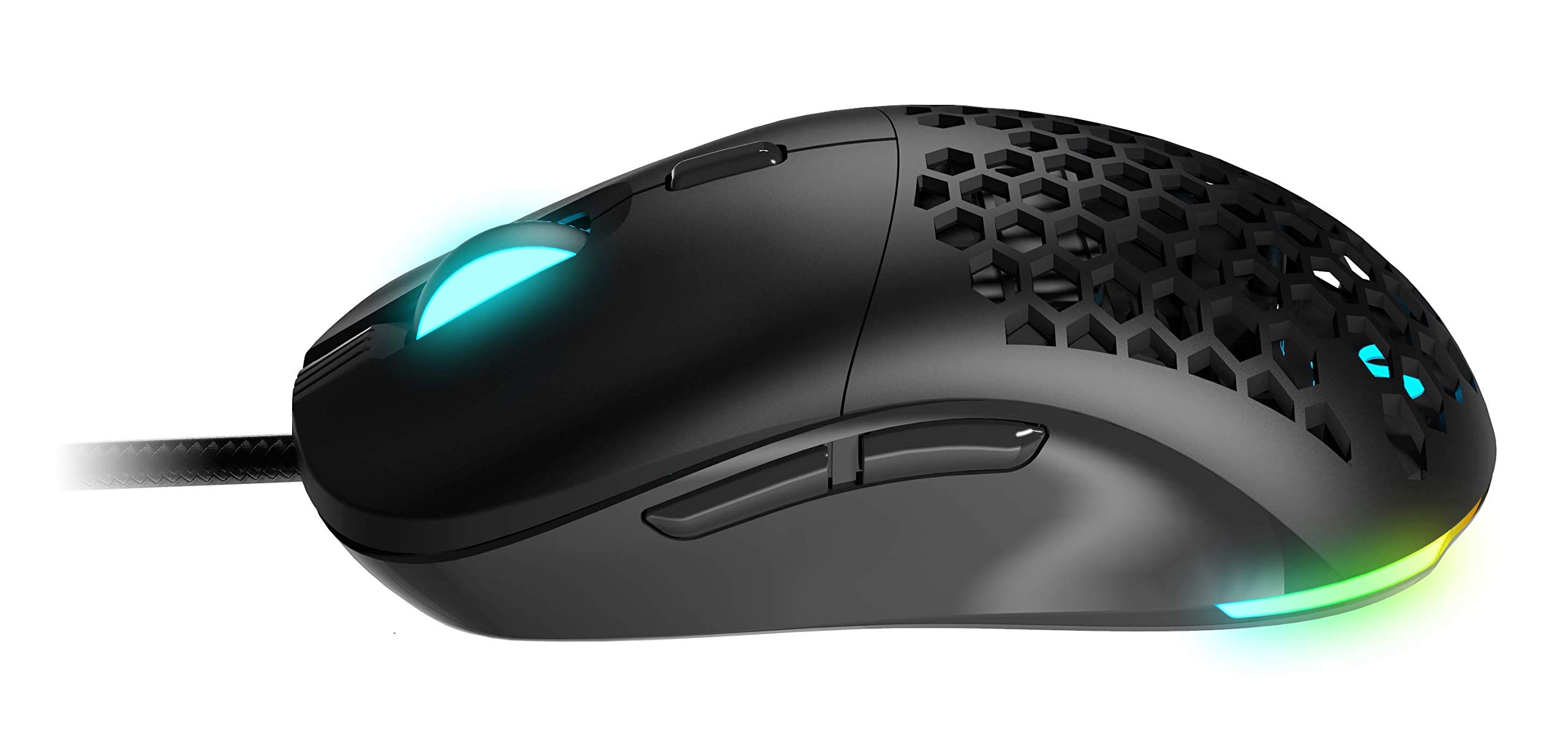 Mouse da gioco professionale Newskill Arakne, cablato, illuminazione RGB personalizzabile, sensore ottico, 10000 DPI regolabili, 9 pulsanti programmabili, ultra leggero 71 g, nero