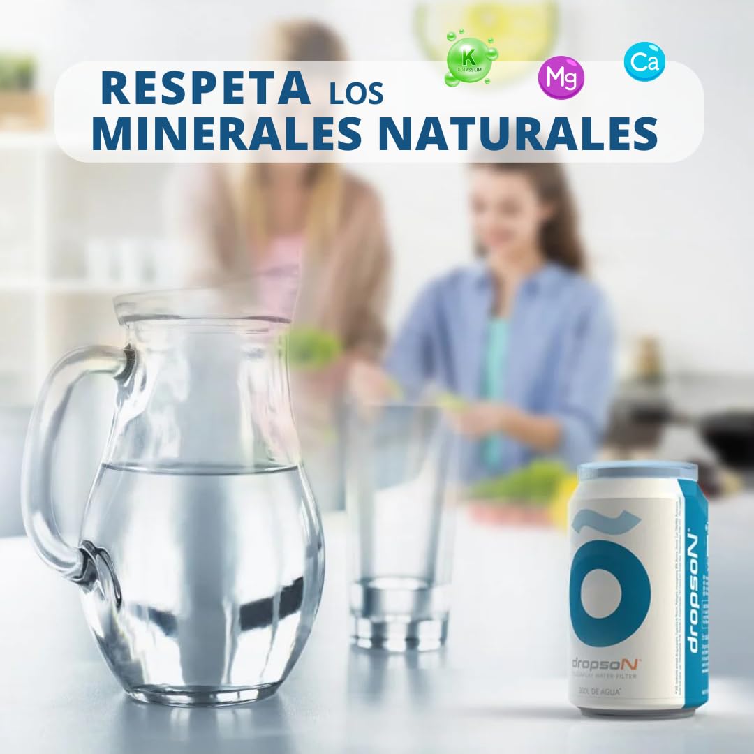 Lata filtrante DROPSON - Filtro de agua para grifo, membrana de microfiltración 100% natural, 300 litros de agua filtrada, monitorizable con smartphone, llena una jarra de 1L en 1 min.