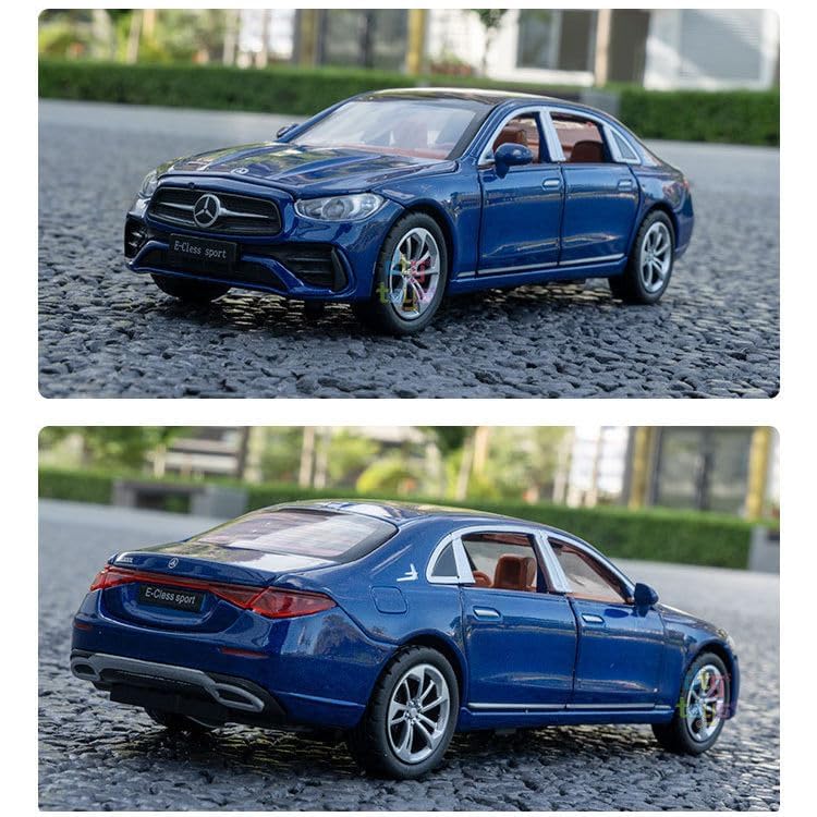 Image of Bebbly 1:32 Scale Mercedes Benz E-Class E300L Toy Car | Metal Pullback Diecast Car for Kids with Openable Doors, Sound, Light Effects Toy for Car Enthusiasts (Color As Per Available),blue
