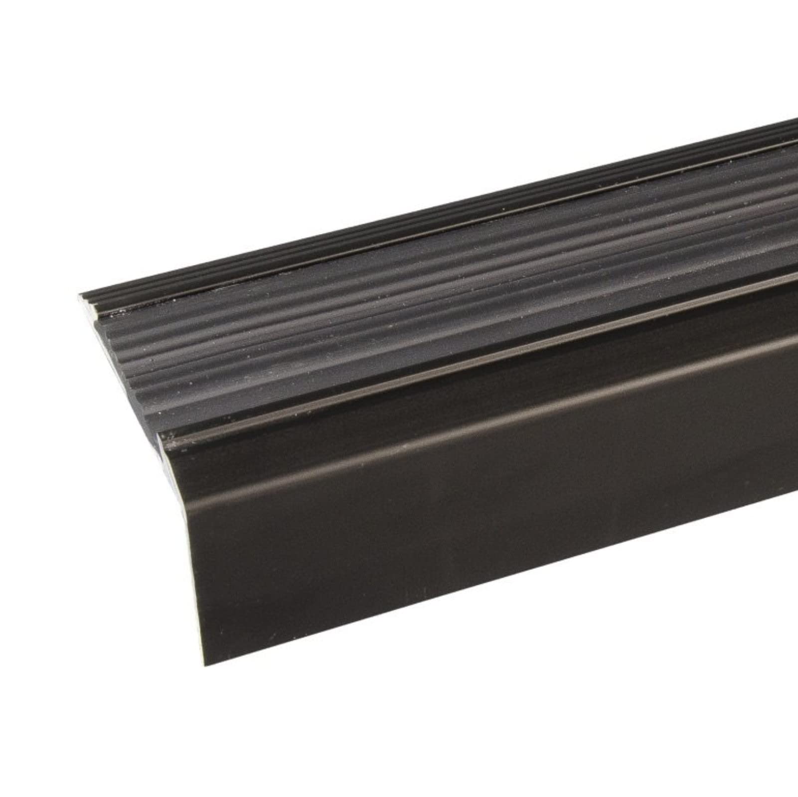 Cayrus Black A38 46 X 30Mm Anodised Aluminium Non Slip Rubber Stair Nosing Edge Trim - With Rubber, 0.9M