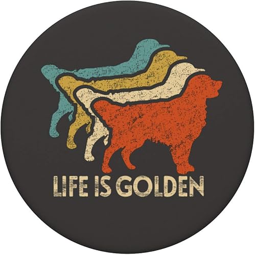 Miniatura 3 de Retro Vintage Golden Retriever Life is Golden - PopSockets Grip and Stand for Phones and Tablets