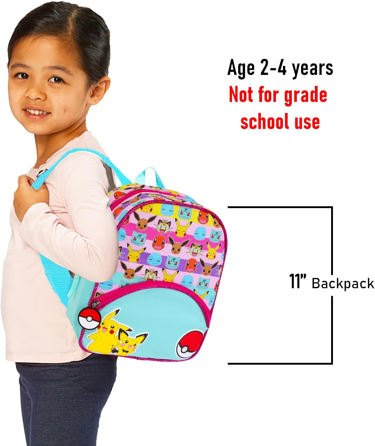 Nintendo Pokemon Mini Backpack Bundle - 11” Canvas Backpack with Front Pocket, Water Bottle, More | Pokemon Backpack Purse Set for Girls