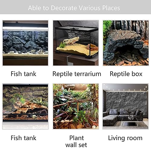 Image of 4pcs Rock Terrarium Background,3D Reptile Tank Background Board,Amphibian Stereo Backdrop Wall,Lizard Snake Gecko Spider Chameleon Turtle Fish pet silo Background Decorative Panel