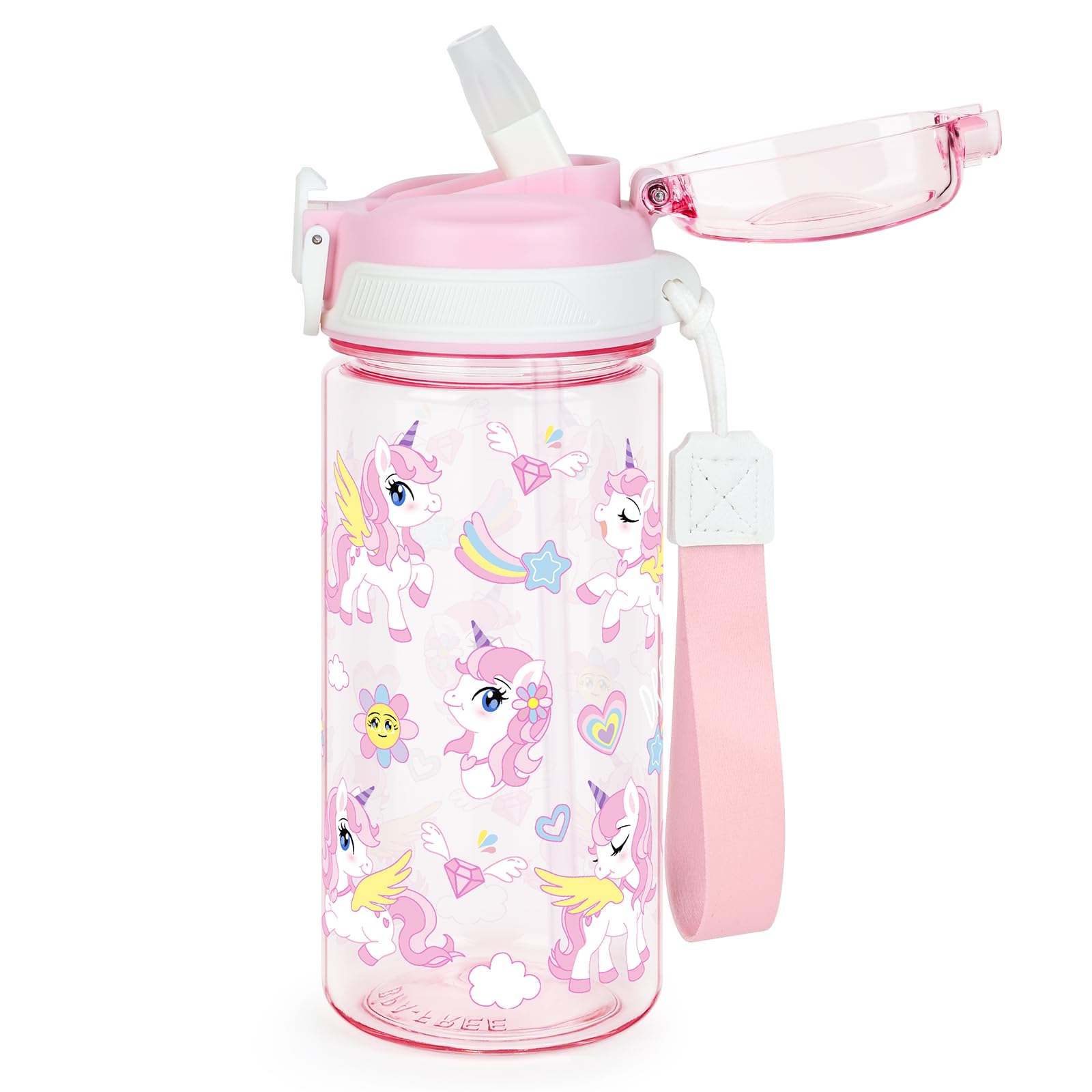 wooshwa Tritan Kids Water Bottle for School, 16 oz Plastic Water Bottle